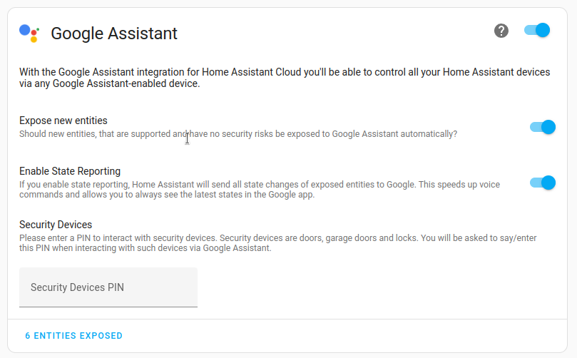 Home Assistant expose devices: secure device