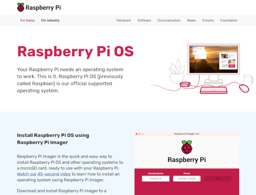 Screenshot of Raspberry Pi Imager Download page